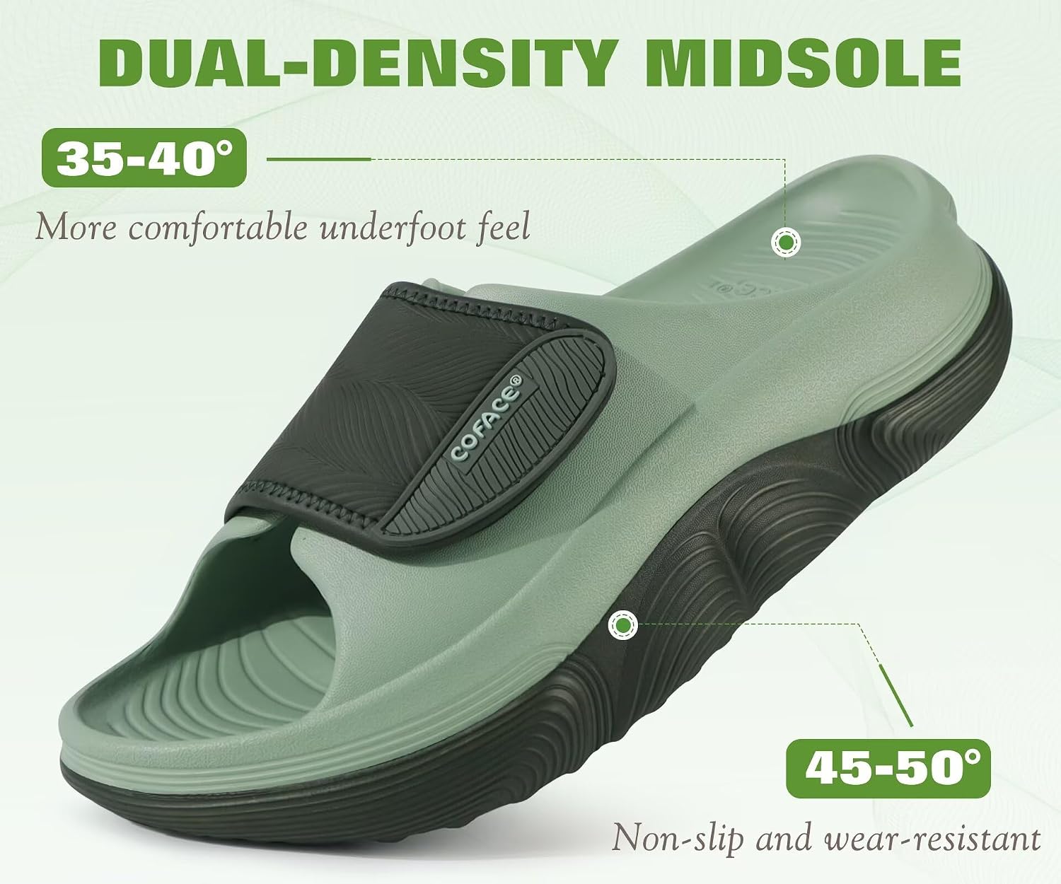 COFACE Womens Recovery Sandals With Arch Support Orthopedic Slides Size 6-12
