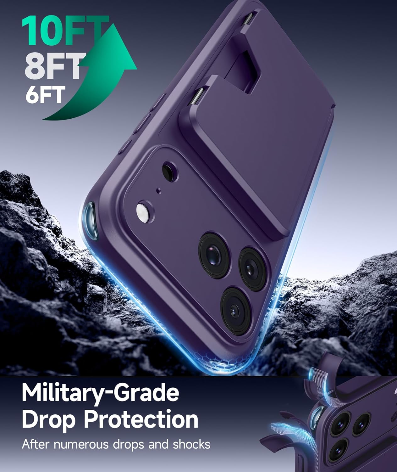 for iPhone 17 Pro Max Case with Card Holder & Kickstand [Compatible with MagSafe][Camera Control][Full Camera Protection] Card Slot Rugged Shockproof Protective Wallet Case for 17 Pro Max 6.9'',Purple