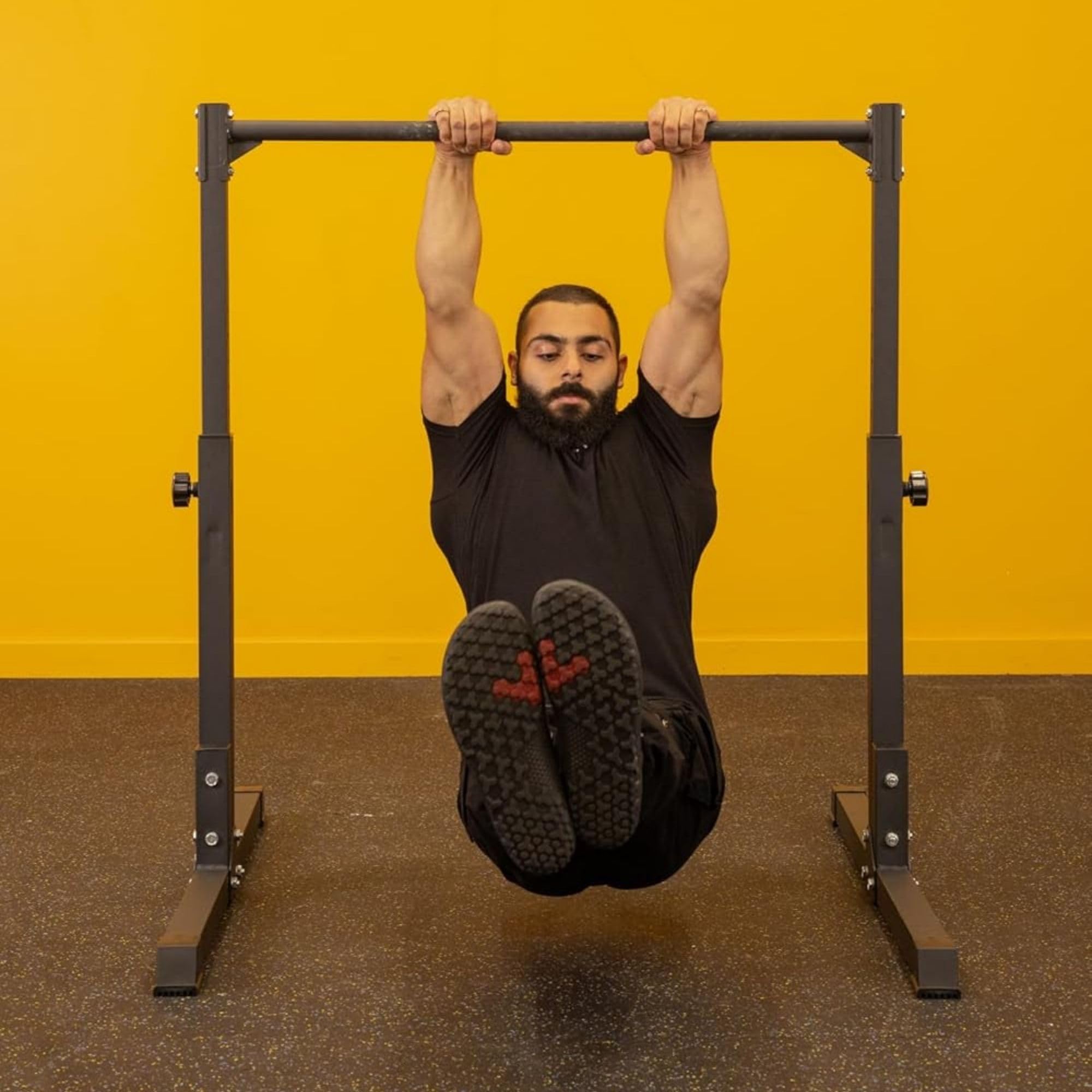 Gravity Fitness Calisthenics - Barra statica per allenamento della forza in casa, altezza regolabile, con piedini antiscivolo, impugnatura verniciata a polvere per allenamenti di peso corporeo e