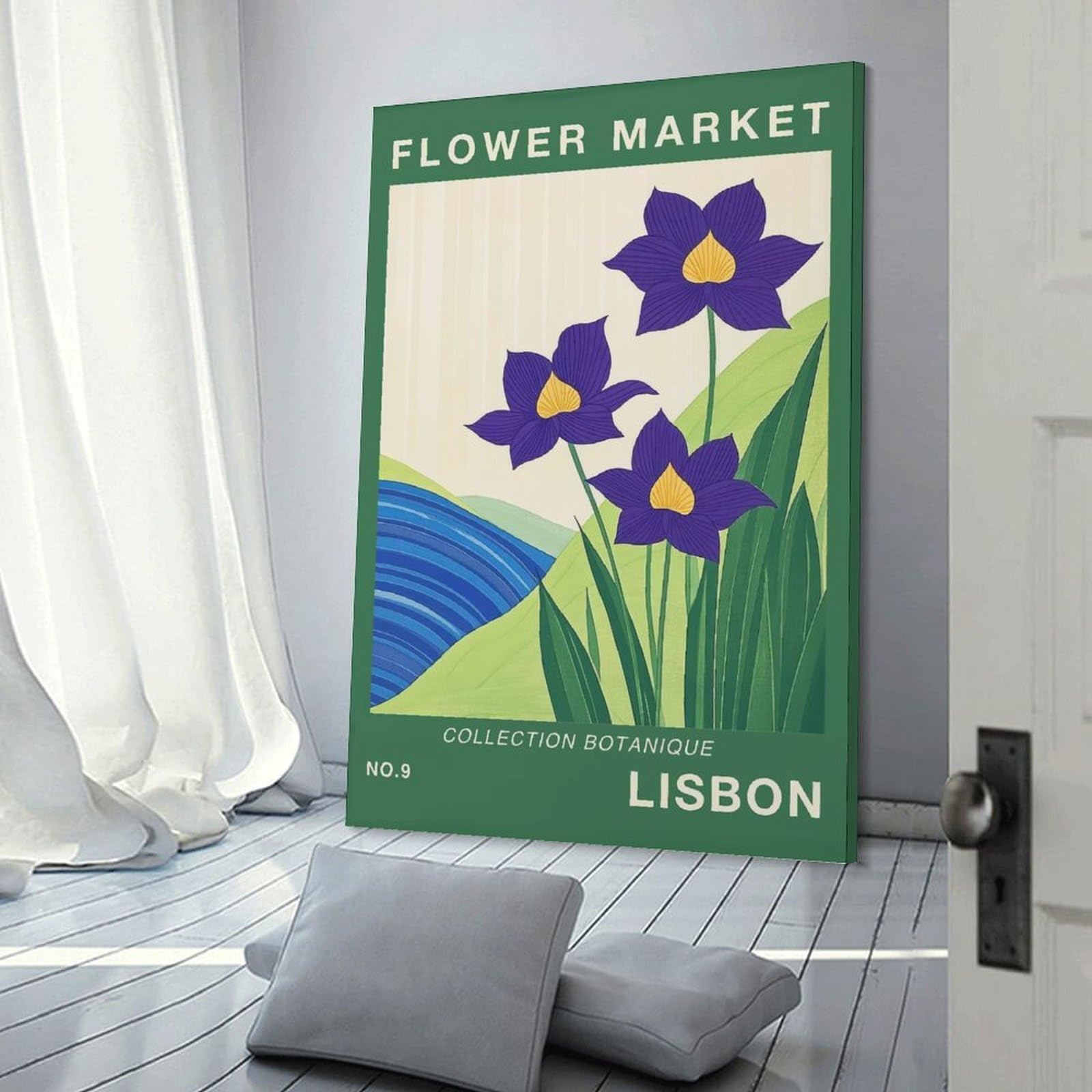 Junmoney Lisbon Flower Market Poster Hanging Wall Art 20x30inch(50x75cm), for Small Homes, Bedrooms Or Open Spaces, An Easy Choice for New Home Styling