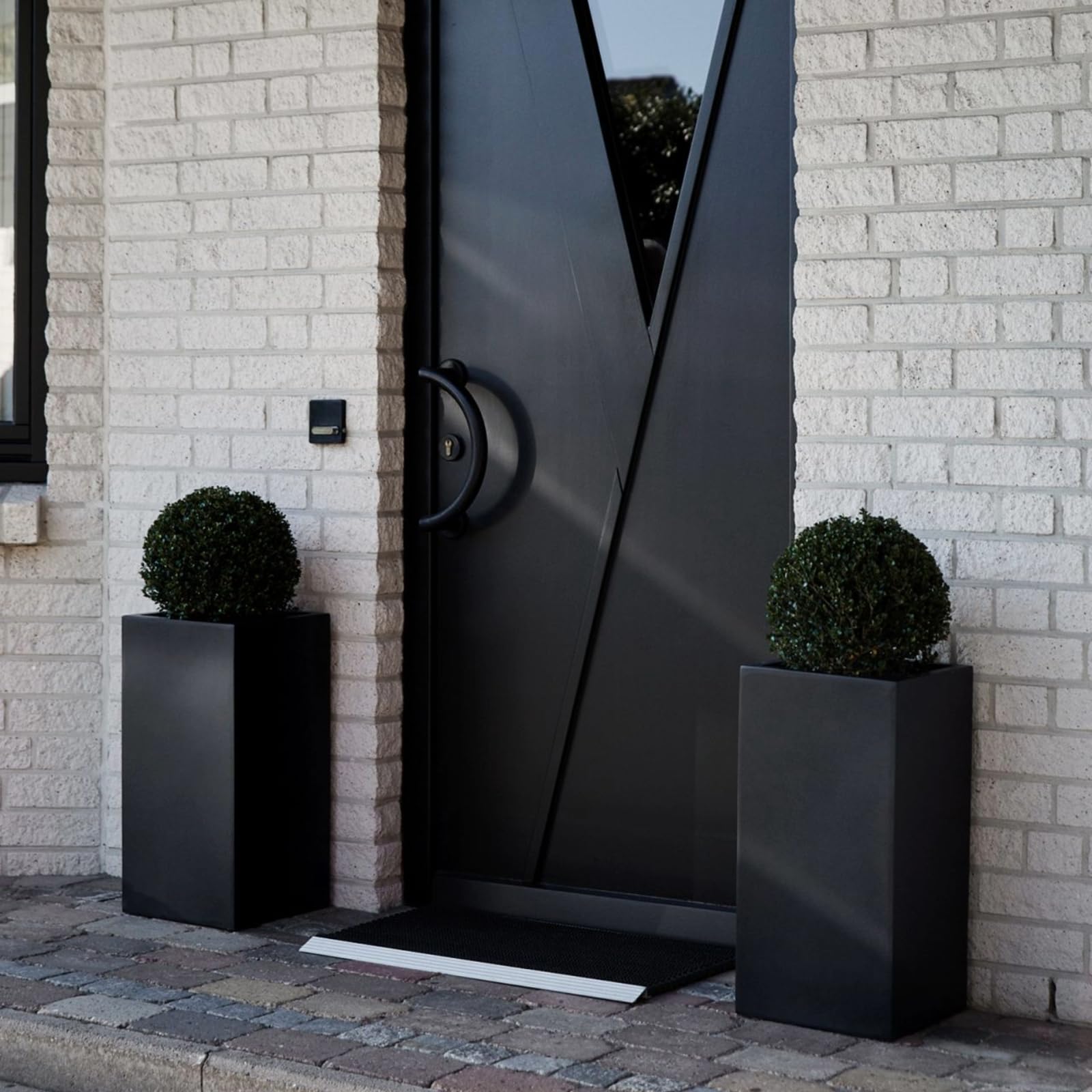 VIVANNO Pflanzkübel Blumenkübel Übertopf Säule Fiberglas Anthrazit Block 60x30x30