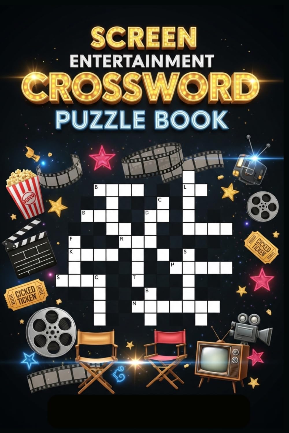 Screen Entertainment Crossword Puzzle Book: 60 Challenging Large Print Crossword Puzzles Inspired by Movies and Television for Adults and Film Fans