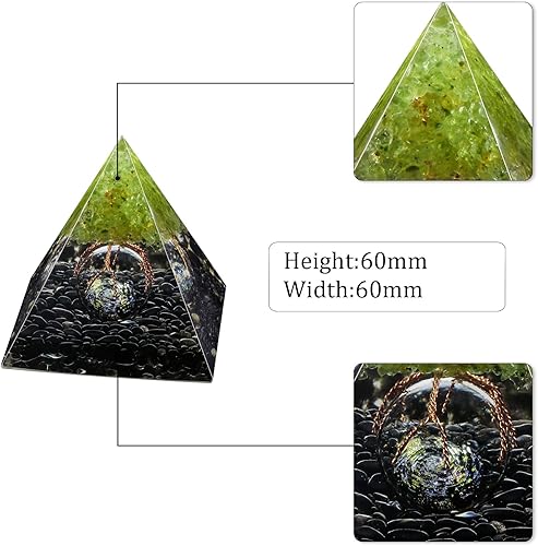 Miniatura 10 de Rockcloud Árbol de la vida Pirámide de cristal con esfera de cristal para decoración del hogar y la oficina, generador de energía para meditación,