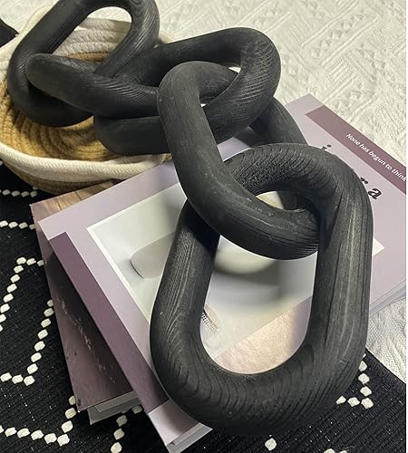 Miniatura 5 de Decoración de eslabones de cadena de madera  Decoración bohemia tallada a mano para mesa, decoración de estantes, decoración rústica de granja