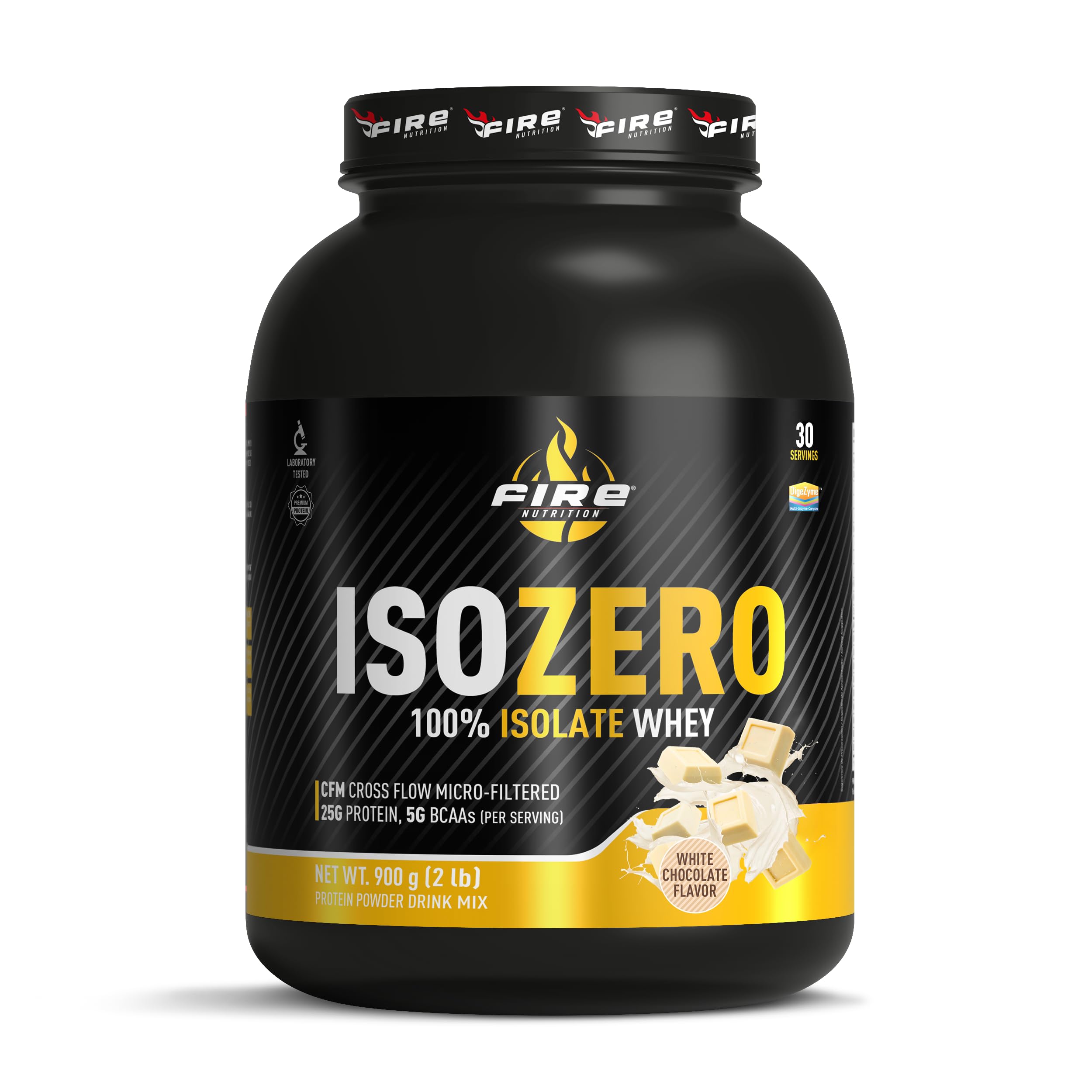 Fire Nutrition - ISOZERO 900 g - 100% Isolate Whey - Chocolate blanco - Proteina Isolada - Aislado de Proteina de Suero - CFM - Ayuda a la recuperación Muscular - Con Enzimas Digestivas (DigeZyme)