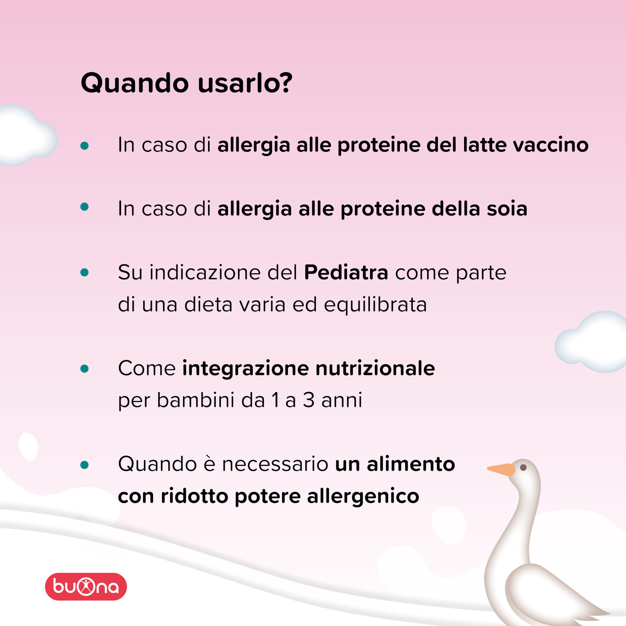 Buona BB Milk RISO PRO 1-3 Anni 400g, Alimento alternativo al Latte in Polvere per Bambini con Disturbi alle Proteine del Latte Vaccino o della Soia, con DHA, Calcio e Nucleotidi