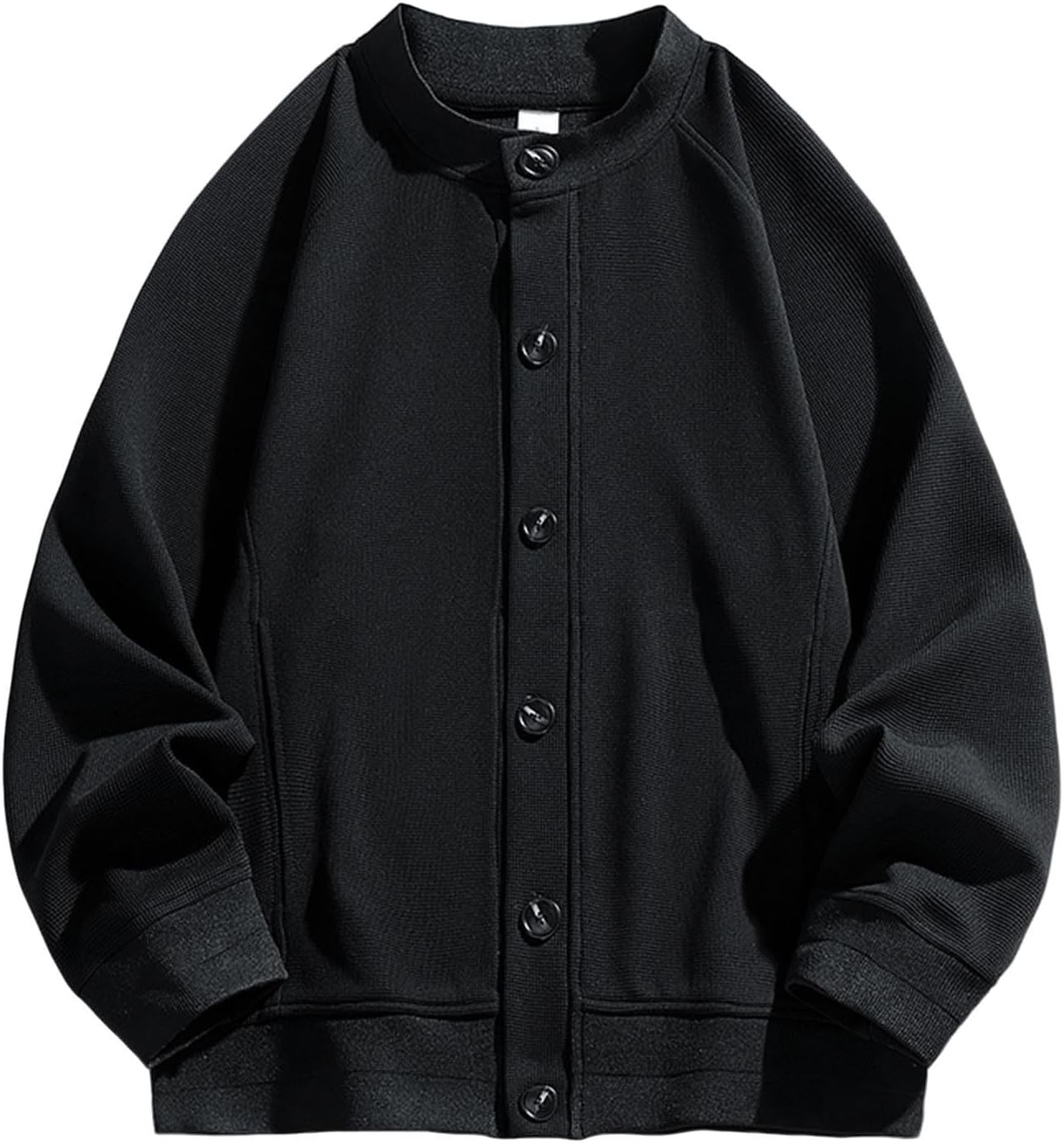 Mens Button Down Outerwear Classic Stand Collar Long Sleeve Oversized Coats Solid Color Loose Fit Fashion Jackets