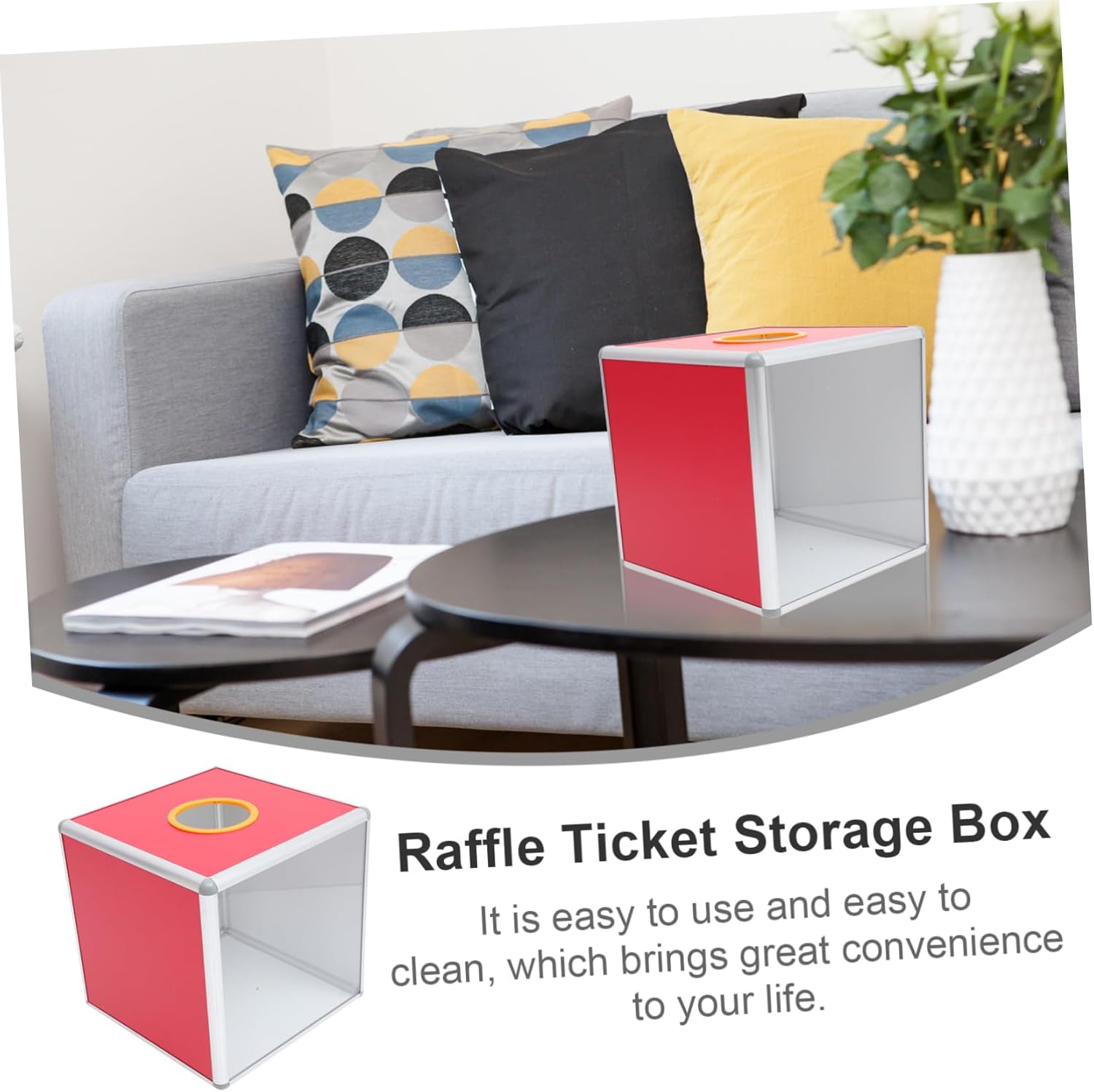 Raffle Box with Opening Design Donation Cube for Fundraising Versatile Storage for Party Votes Money and Tickets for Events and Social Gatherings Color