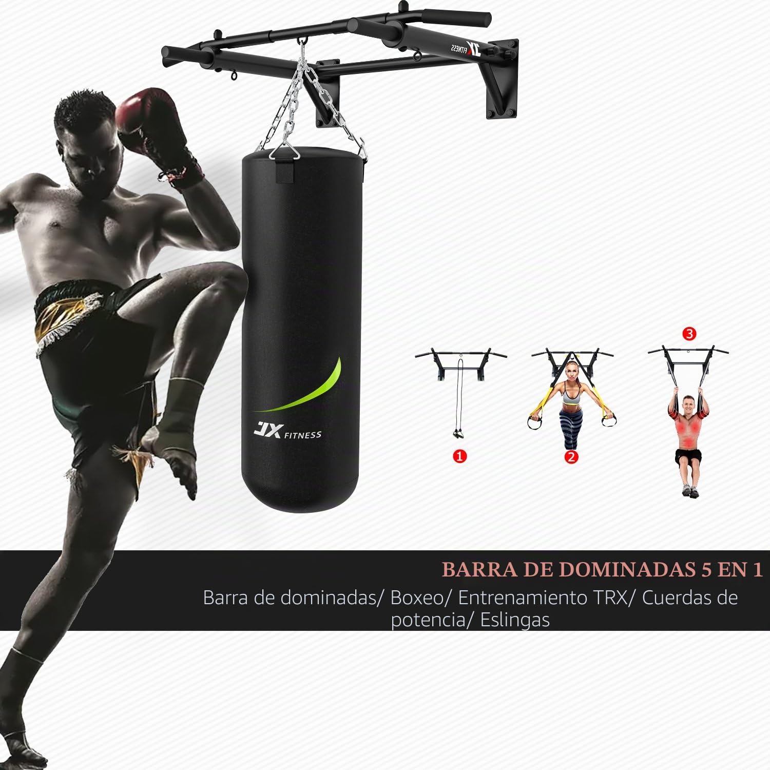 Barras de Dominadas Pared, Wall Pull Up Bar Barra de Tracción, Boxeo TRX Entrenamiento y Resistencia Training, Multifuncional Workout Bar