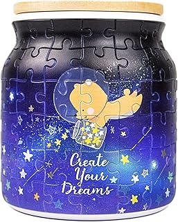 Pintoo 3D Puzzle Jar 96 Plastic Pieces for Adults - Create Your Dreams - Use Includes Divider as Pen and Utensils Holder with Wooden Lid for Kitchen Dining Study Living Room Large [BB1001]