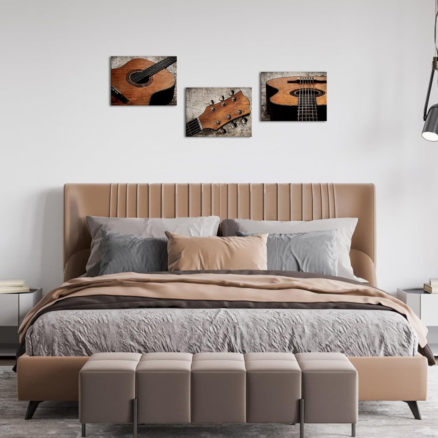 YeiLnm Vertical Wall Art Vintage Guitar Pictures Musical Decorations for Home Living Room Bedroom Wall Decor Ready to Hang