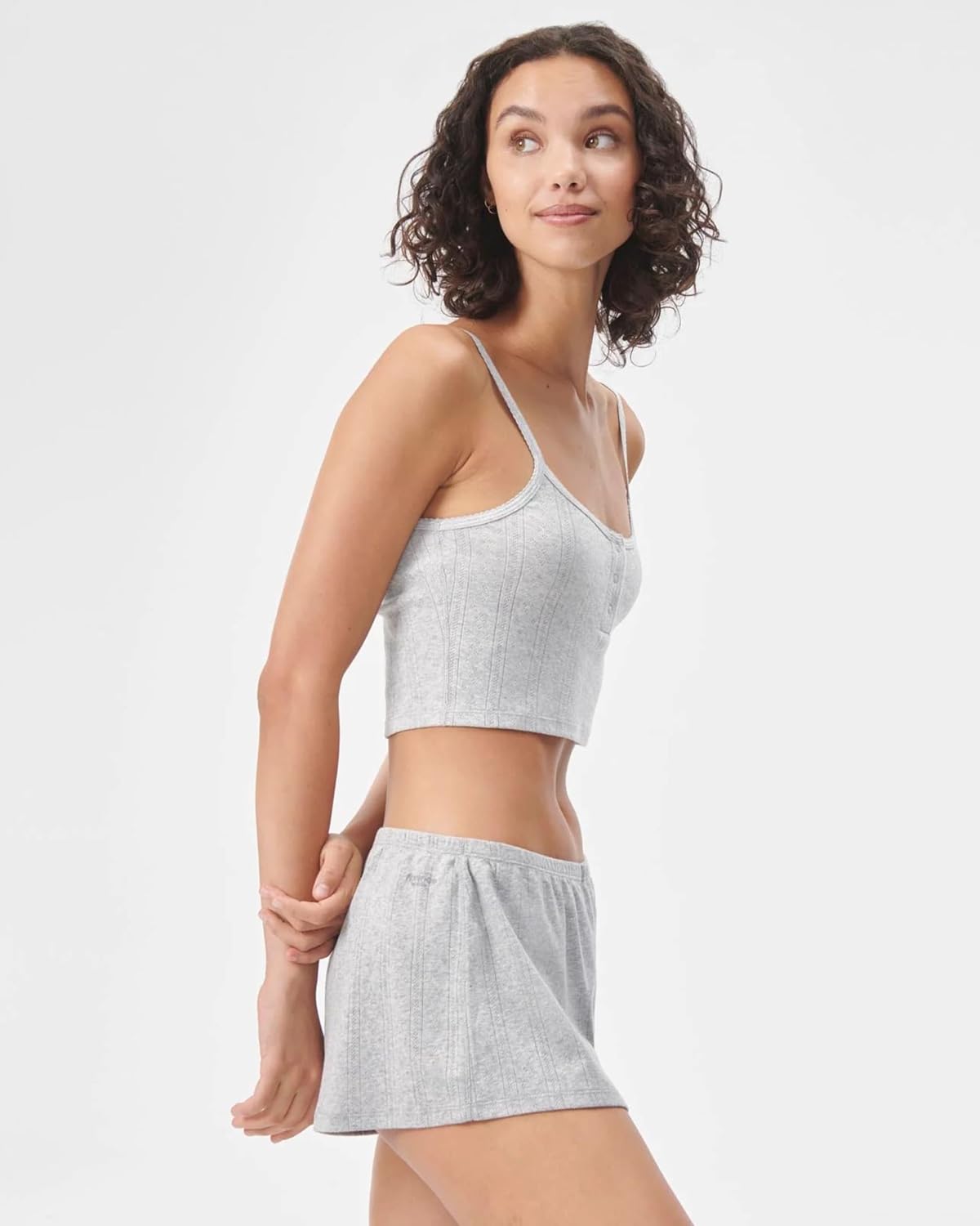 Florence By Mills Women's Cozy Crush Sweet Pointelle Cropped Tank Top