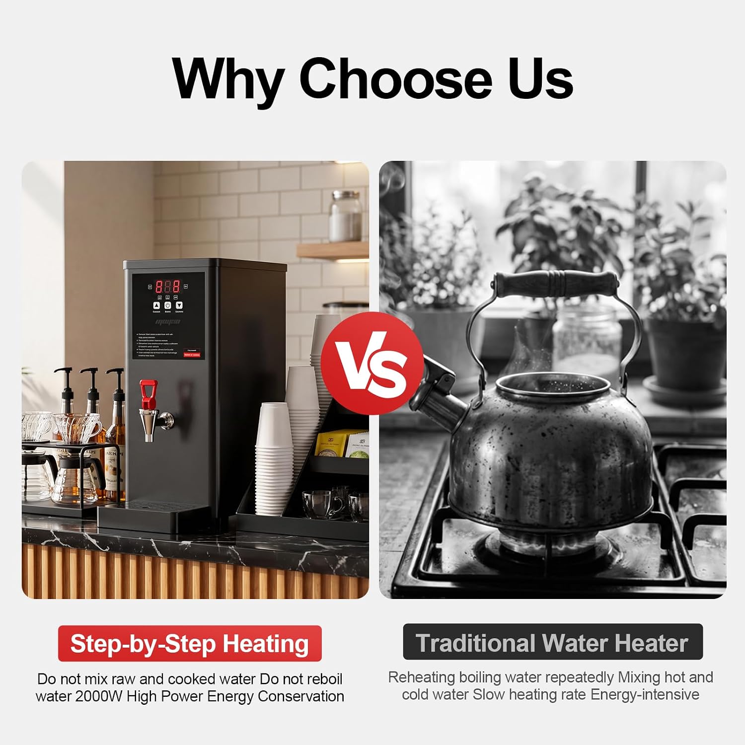 MOGAN Hot Water Dispenser, 20L(5.3GAL)/H Commercial Electric Water Boiler | 2000W Step-heating Auto-filling Water, 10L/3GAL Countertop Instant Water Dispenser for Coffee Tea Office Restaurant Hotel