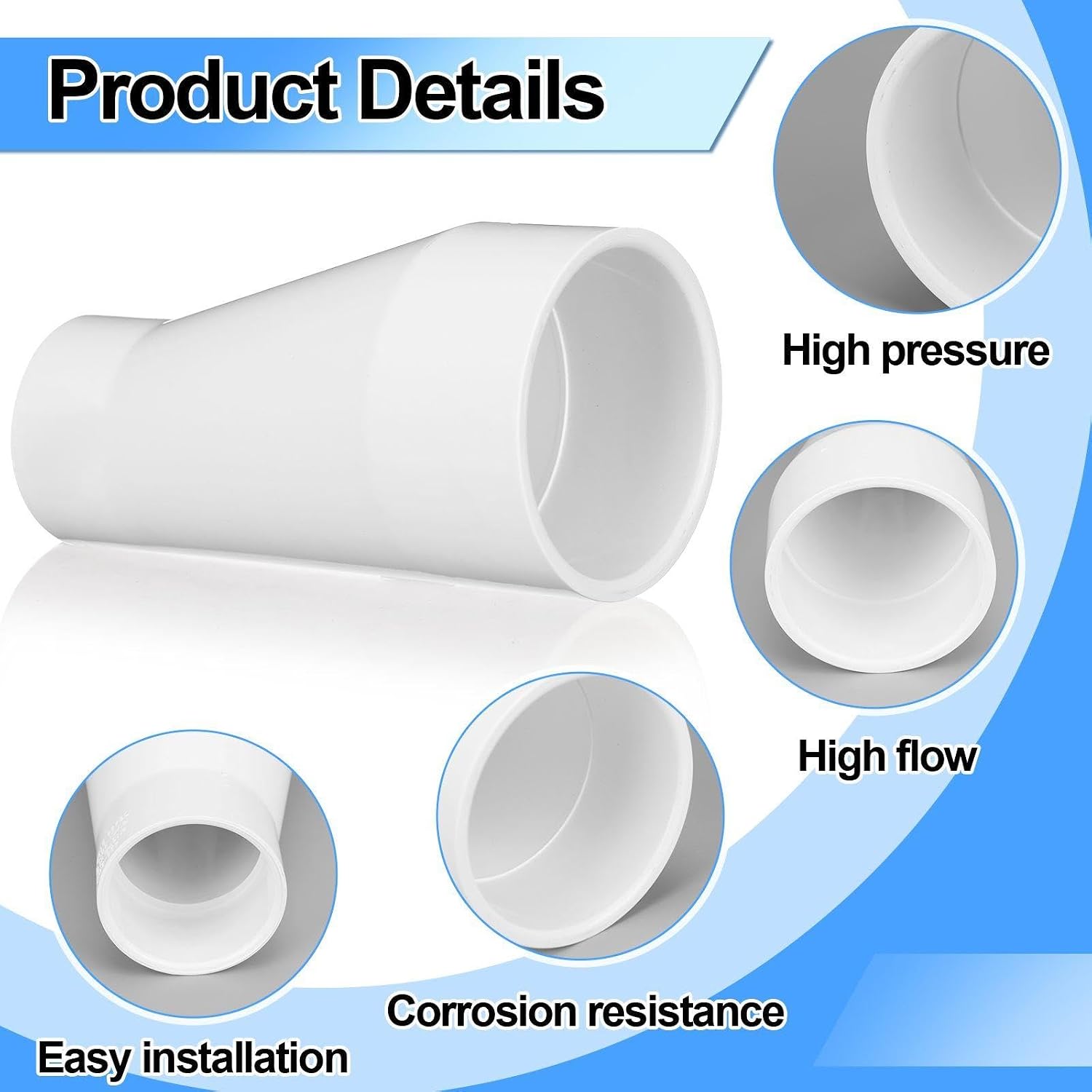 Pushglossy 3" X 2" PVC Pipe Fitting Compatible with 429-E Series Eccentric Reducer Coupling Schedule 40 Suitable for High-flow Capacity, Plumbing, Irrigation, Pool, Spa