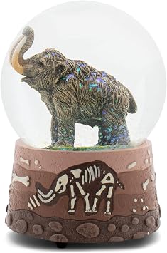 Elanze Designs Mammoth 100MM Sturdy Polyresin Magical Whimsical Tabletop Dresser Nightstand Wind Up Musical Glitter Water Snow Globe Figurine Decoration Play Tune Born Free