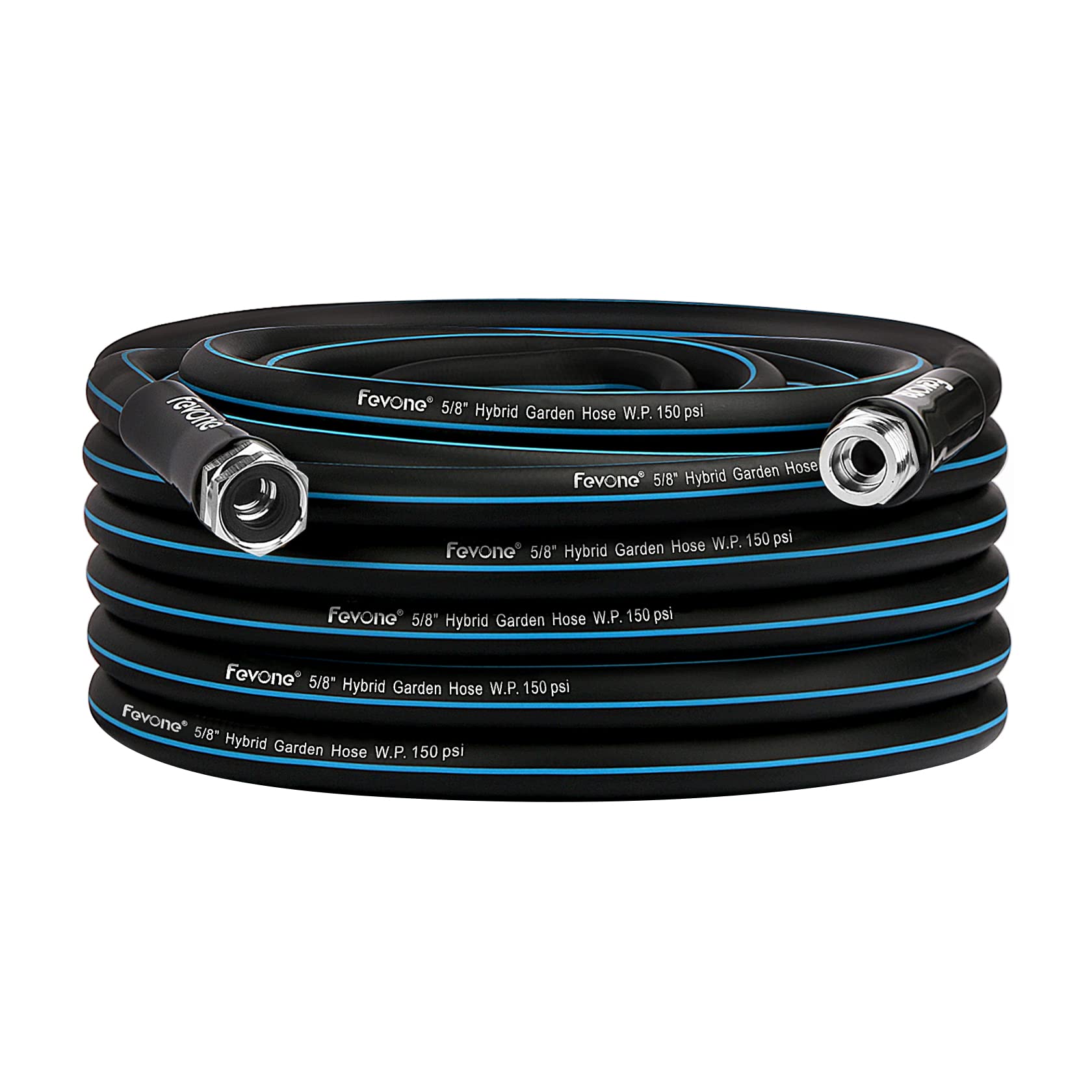 Fevone Garden Hose 25 ft, Flexible and Lightweight - Kink Free, Easy to Coil, 3/4" Solid Aluminum Fittings - No Leak, 5/8" ID, Heavy Duty Water Hose
