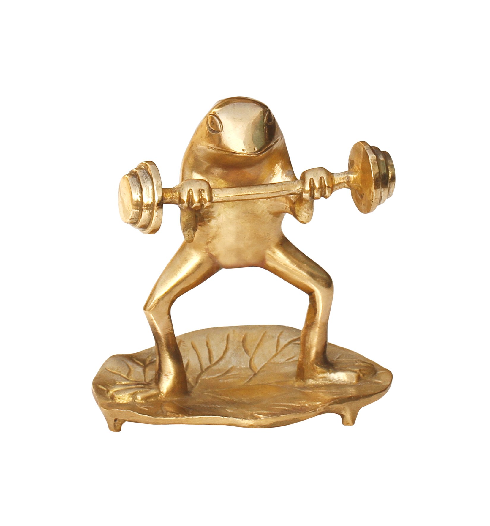 Funny Gifts - Brass Items Frog Decor - Brass Animal Statue Frog Statue Doing a Power Work Out on a L