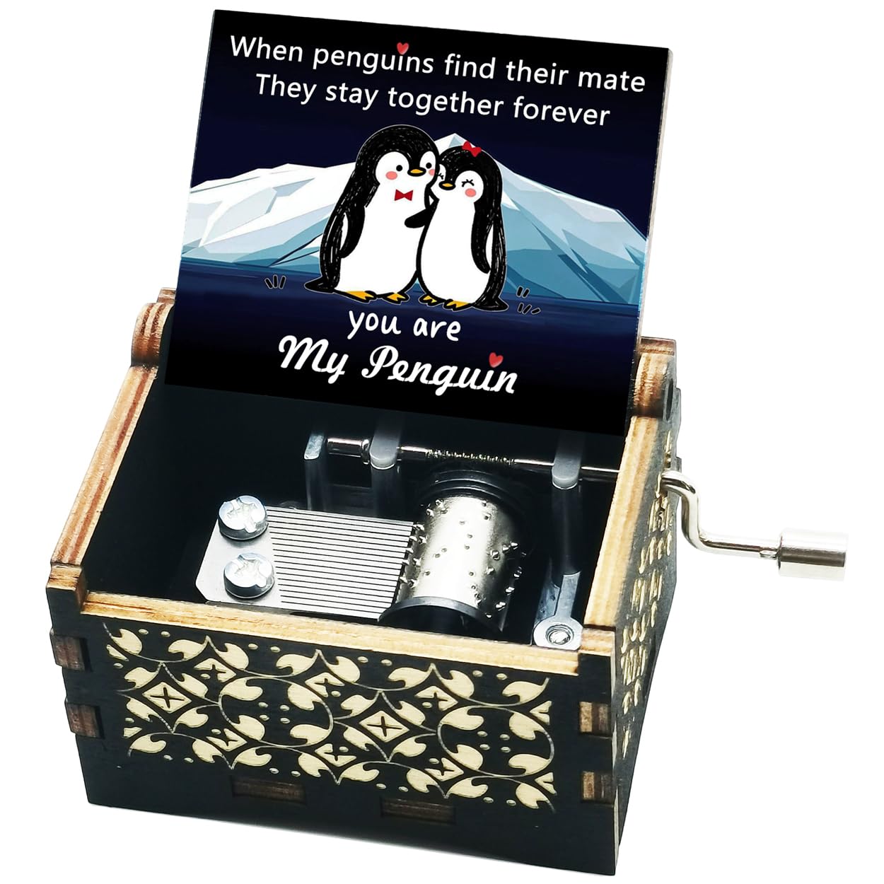 Micteney Anniversary Wedding Gifts for her,Music Box Valentines Gifts for Him,You are my Penguin Gifts for Wife Husband — image 1