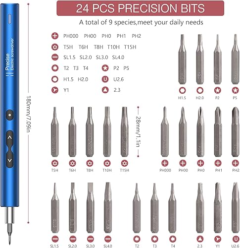 Miniatura 2 de LOFICOPER Destornillador eléctrico inalámbrico, kit de destornilladores de precisión 28 en 1, juego de herramientas de reparación electrónica, con