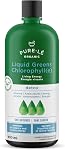 Pure-lē Natural Chlorophyll Liquid Greens | Organic (COR Certified), Gluten-Free, Vegan | Activated Charcoal Mint Flavor (450 mL) – Natural Body Deodorant, Alkalizing & Antioxidant Support