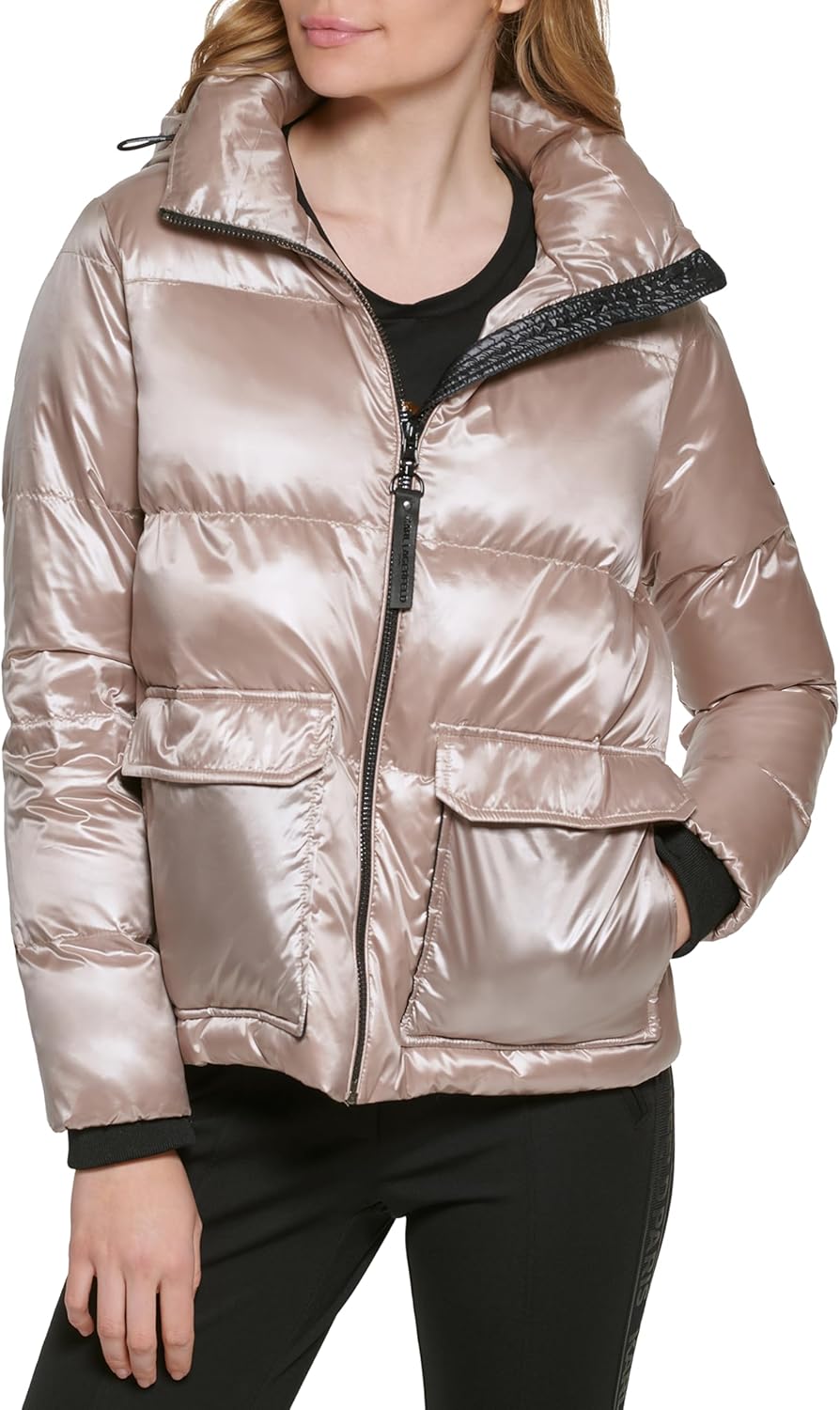 KARL LAGERFELD Women's Iridescent Patch Pocket Puffer Jacket - Image 2