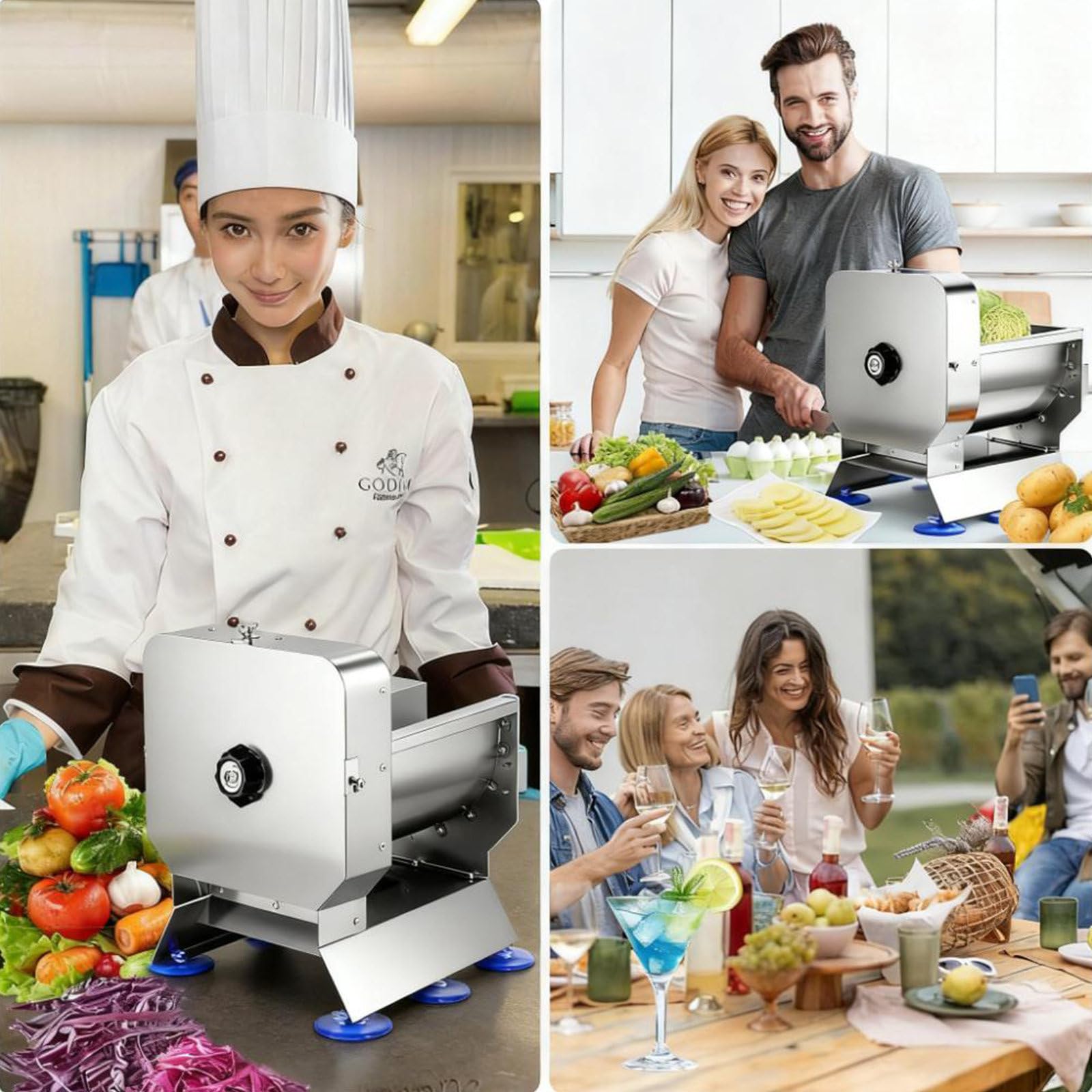 Cortadora Eléctrica De Frutas Y Verduras con Grosor Ajustable De 0 a 0,4 Pulgadas Cortadora Comercial De Acero Inoxidable 220 LB/H para Restaurantes Cafeterías Y Fruterías