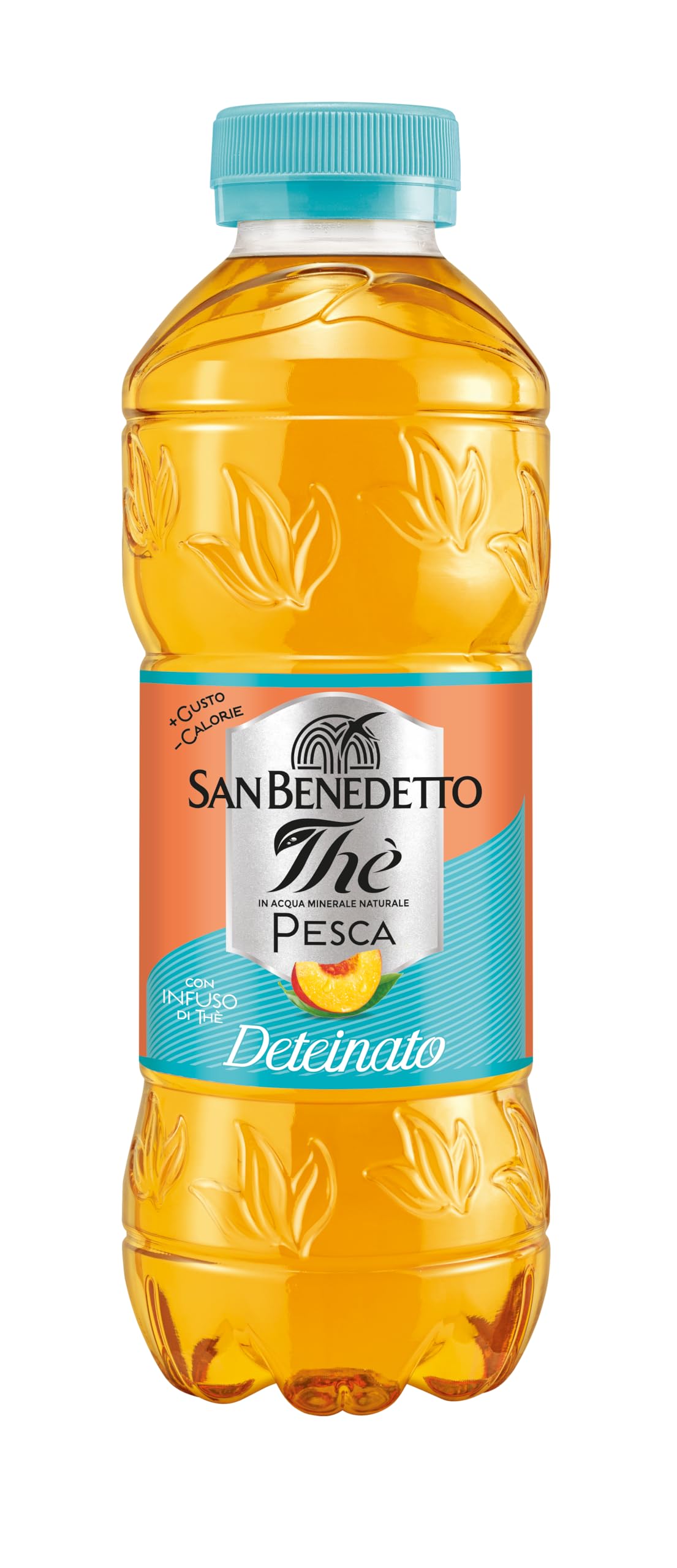 San Benedetto Thè Deteinato Pesca 500 mL - Il Sapore del Thè San Benedetto Senza Teina, Senza Glutine e con Poche Calorie, "Tappo Click" Amico della Natura, da 500 ml