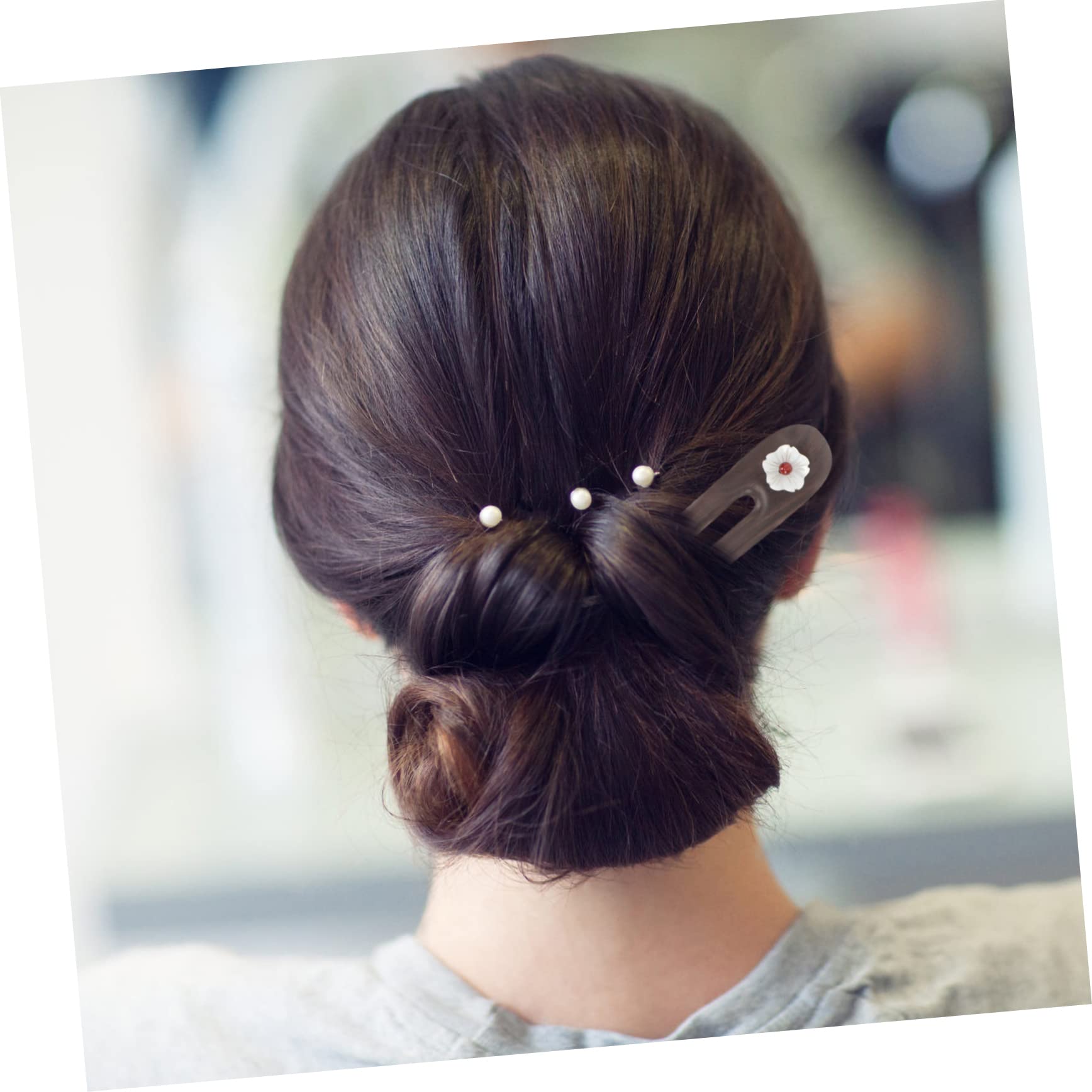 MAGICLULU 4 Piezas horquilla en forma u pelo antiguo palillos pelo pasador pelo japonés pasadores pelo palo pelo madera palitos para el cabello las flores sombrerería Japón