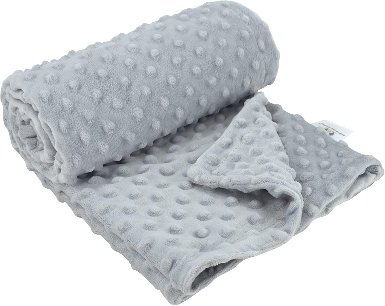 Minky Dot Baby Blanket – Large Size 43″ x 60″ Fleece Plush Super Soft Double Layer (Grey)