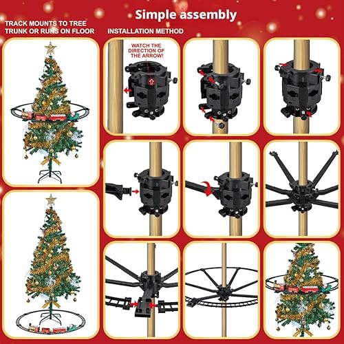 Miniatura 5 de Juego de tren de árbol de Navidad con sonido ligero, carro de locomotora colgante para niños, juguete de tren, decoración de árbol de Navidad, juego