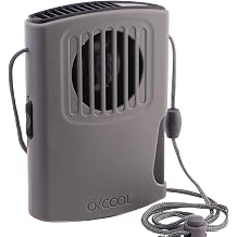 O2COOL Misting Neck Personal Travel Battery Powered Deluxe Cooling Fan, Single Pack Gray