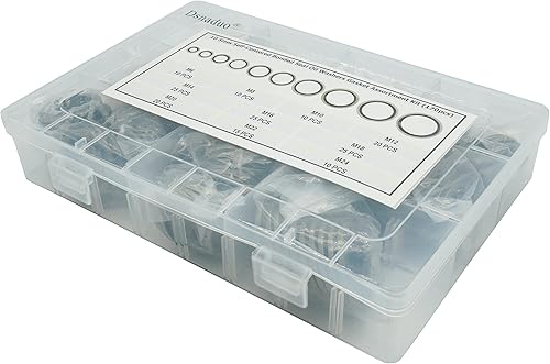 Miniatura 7 de Kit surtido de 170 unidades, 10 tamaños de arandelas de aceite autocentradas con caja (M6 M8 M10 M12 M14 M16 M18 M20 M22 M24), para automóviles,