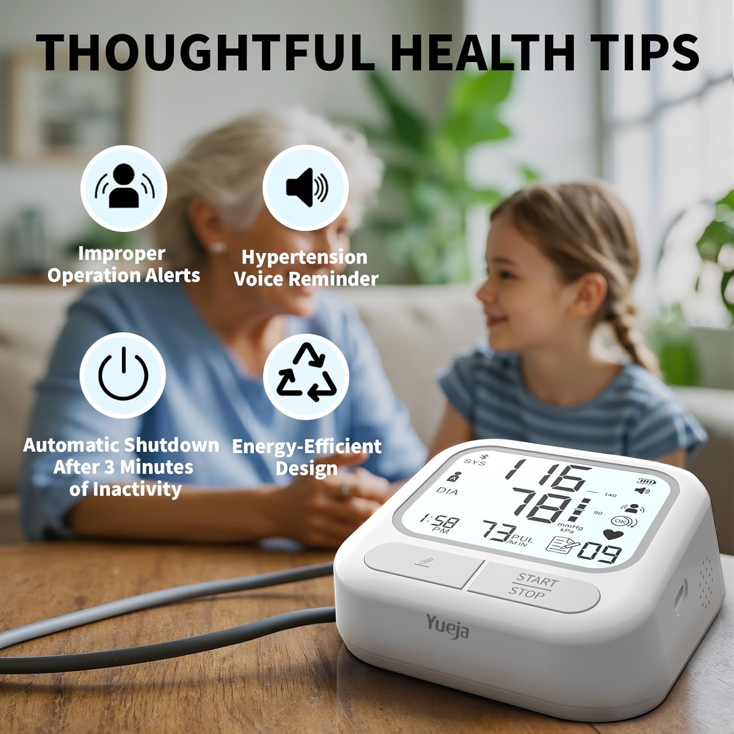 Upper Arm Blood Pressure Monitor with Wide Range Cuff That fits Standard to Large Adult Arms.FDA Cleared,Color Screen Display.