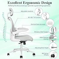 Vista 4 de SUNNOW Ergonomic Office Chair, Comfy Mesh Desk Chair, High Back Computer Gaming Chairs with Adjustable Lumbar Support, Flip-Up Arms, Headrest, Tilt