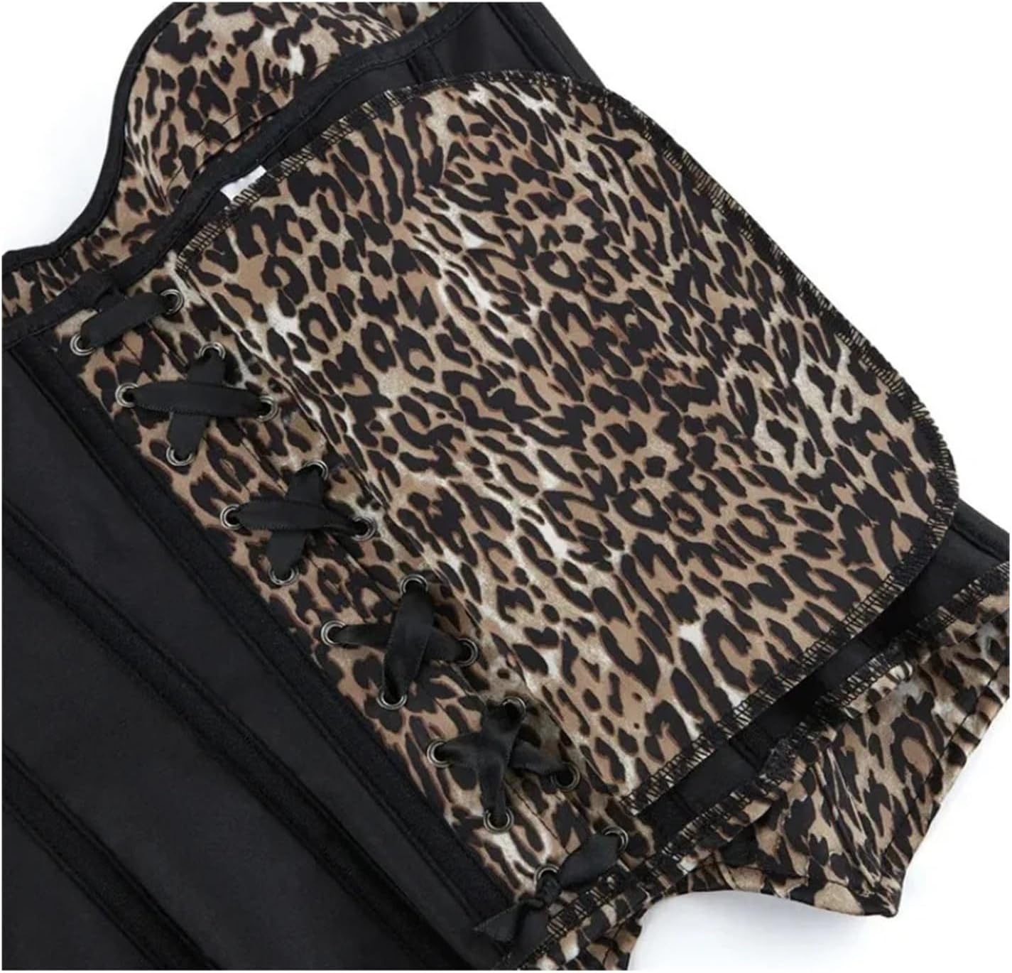 Fashion leopard print strapless side zipper back strap, women's tight corset
