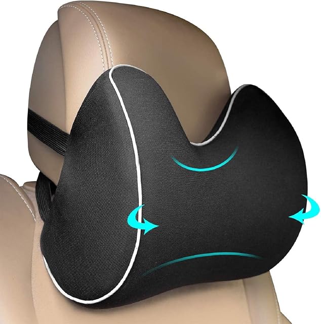Feagar Car Neck Pillows, Memory Foam Headrest Cushions Car Seat Pillow, Breathable Cervical Pillows for Driving, Black