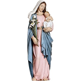 Grace4Joy Madonna and Child Mary with Baby Jesus Catholic Home Decor Hand Painted Blessed Virgin Mary Statue Renaissance Collection 13.7