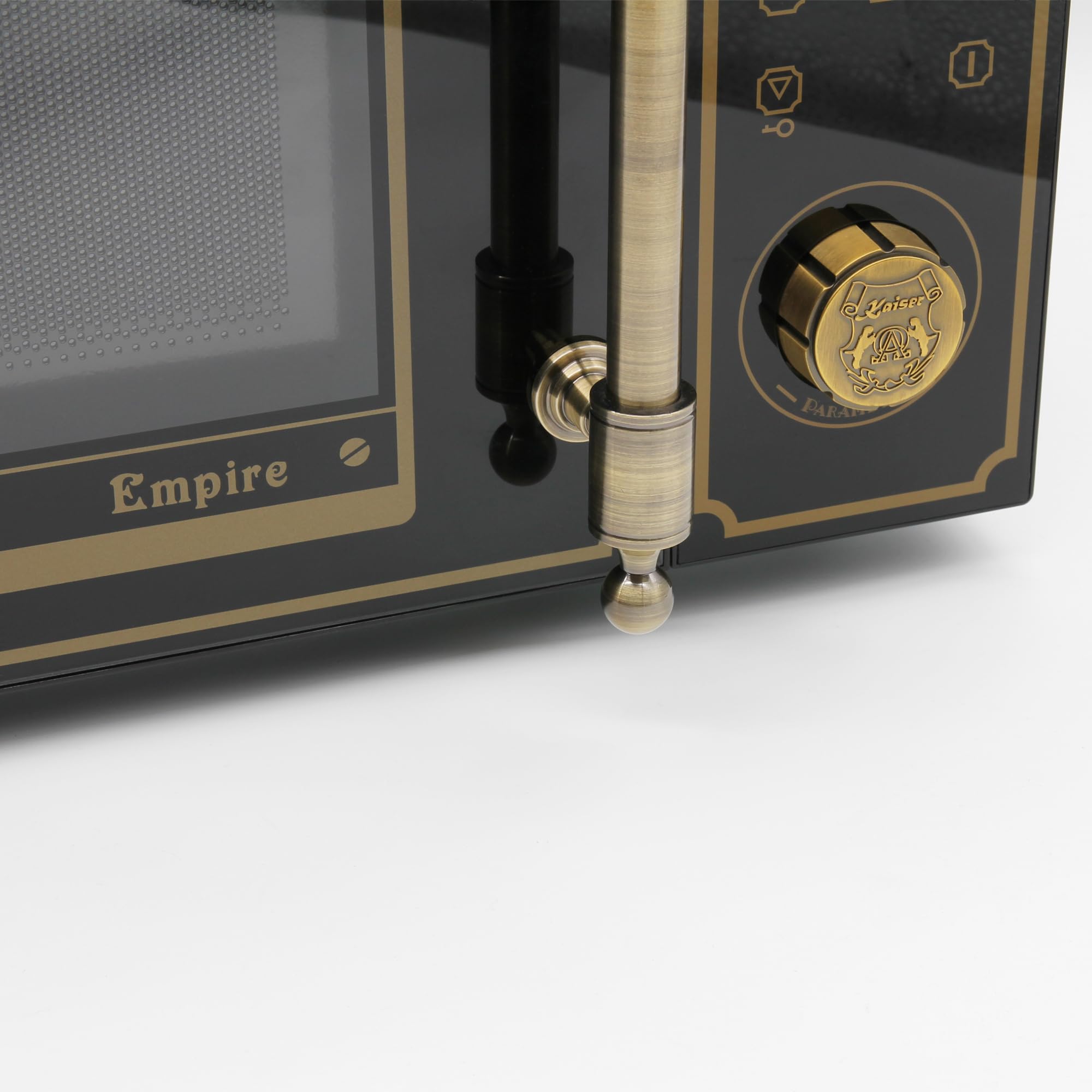 Kaiser Empire M 2530 Four micro-ondes rétro noir 25 l 1200 W barbecue 2200 W chaleur tournant FullTouch verre métal