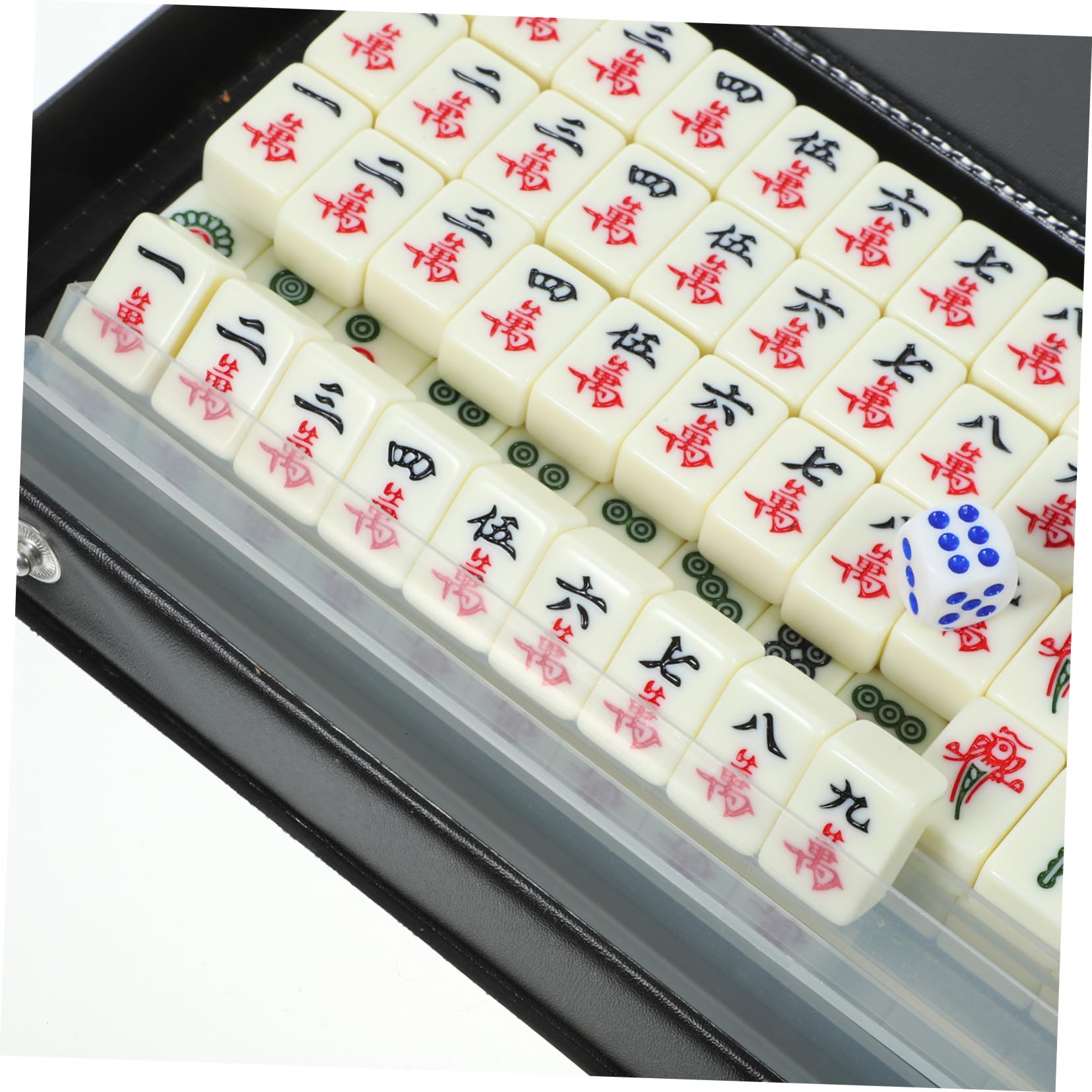 VICASKY Kleiner Mahjong Spiel 1 Satz aus Abs und Imitationsleder für Reisen | Kompakte Größe, Leicht zu Tragen, Vollständiges Zubehör, Passend für Riegel und Partys