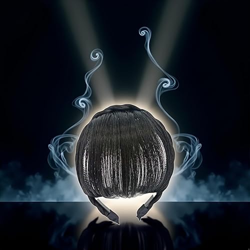 Miniatura 2 de Jowxsx Extensiones de cabello humano 100% negro, con clip, color negro medio, fleco con flequillo, con red agradable, flequillo plano natural y