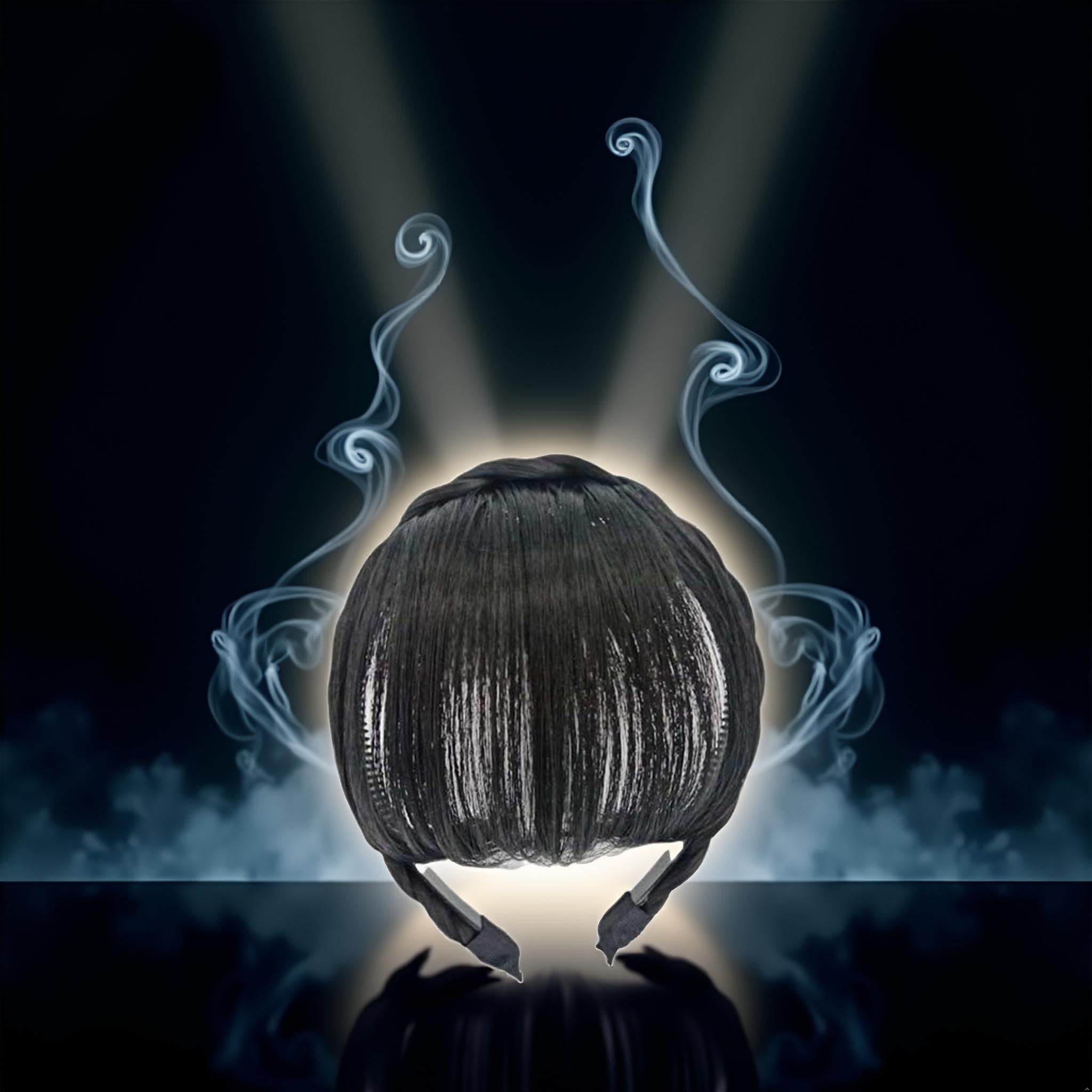 Extensiones de cabello humano 100% negro, con clip, color negro medio, fleco con flequillo, con red agradable, flequillo plano natural y ordenado con sienes para mujer, postizo de una pieza 2