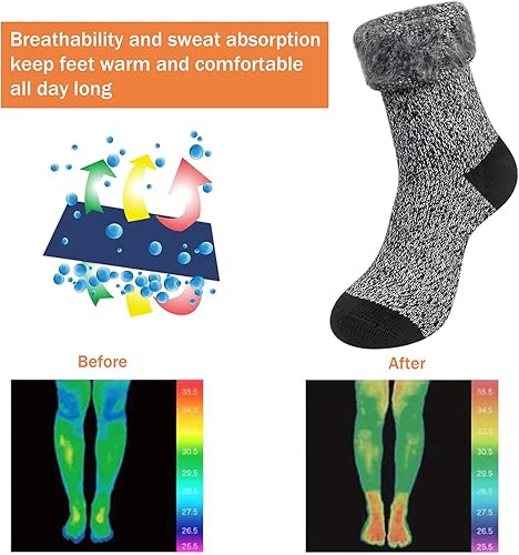 Miniatura 2 de 2-4 Pairs Thermal Socks for Men Thick Insulated Heated Socks Winter Warm Socks for Cold Weather