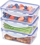 KIGI Conteneurs de stockage des aliments, 4 Sidérurgie latérale, étanche, fuite-proof & Empilable, Idéal pour la préparation des repas, Déjeuner & Restes, Micro-ondes & Lave-vaisselle sans danger, en plastique sans BPA, 38 oz, 4.8 Coupe, 6 Ensemble de pièces