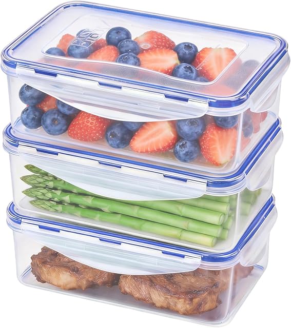 KIGI Conteneurs de stockage des aliments, 4 Sidérurgie latérale, étanche, fuite-proof & Empilable, Idéal pour la préparation des repas, Déjeuner & Restes, Micro-ondes & Lave-vaisselle sans danger, en plastique sans BPA, 38 oz, 4.8 Coupe, 6 Ensemble de pièces