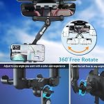 ILKCC Rearview Mirror Phone Holder for Car, 360° Rotating and Retractable Multifunctional Rear View Phone Mount, Upgraded Four Corners Fixed Anti-Shake Fit All Smartphones & Bigger Vehicle