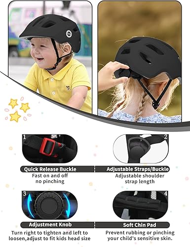 Miniatura 4 de Casco XJD para niños pequeños, casco de bicicleta para niños, ajustable, multideporte, para patinetas, para niños y niñas, liviano, para niños de 1