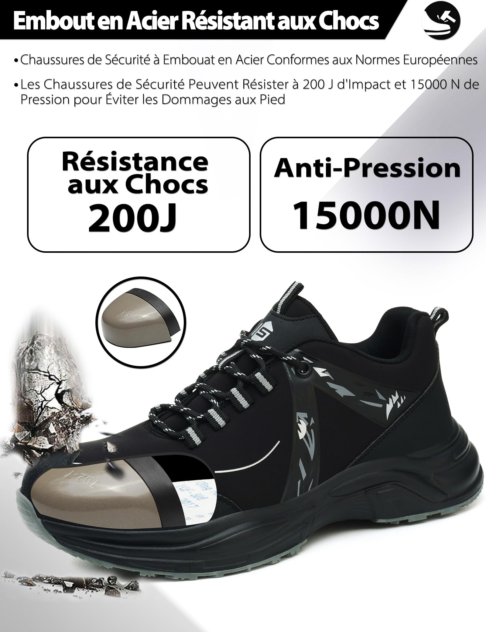 ISOOUS Chaussures de Sécurité Hommes Femmes Basket de Securite Légère Respirante Chaussure de Travail Confortable Antidérapante