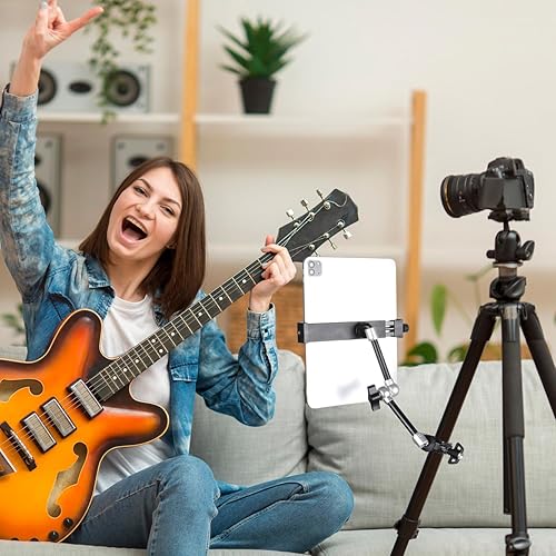 Miniatura 6 de Soporte para tableta con súper abrazadera y brazo mágico de aleación de aluminio de 10  de largo para soporte de micrófono, soporte lateral para