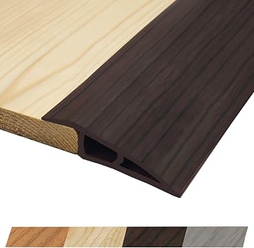 1/2" to 3/5" Height Threshold Ramp - Rubber Threshold, Floor Transition Strip, Door Strip, Wheelchair Ramp, Carpet to Tile Strip Ebony Walnut, 40 inches