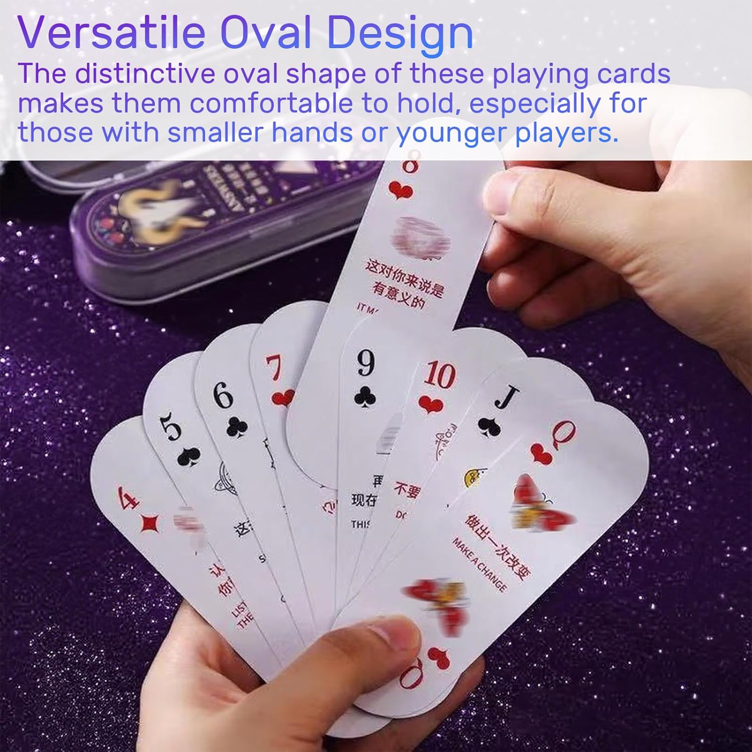 Funny Mini Playing Cards - Portable Answers Book with Distinctive Messages, Narrow and Oval Deck of Cards for Poker Game, Suitable for All Ages and Occasions